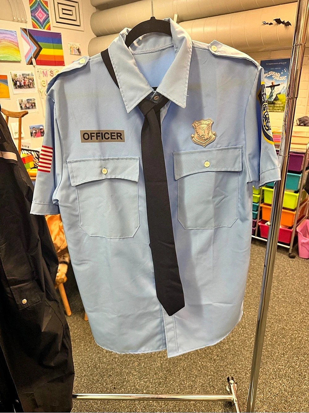 Officer Costume Uniform Shirt with Tie in Blue